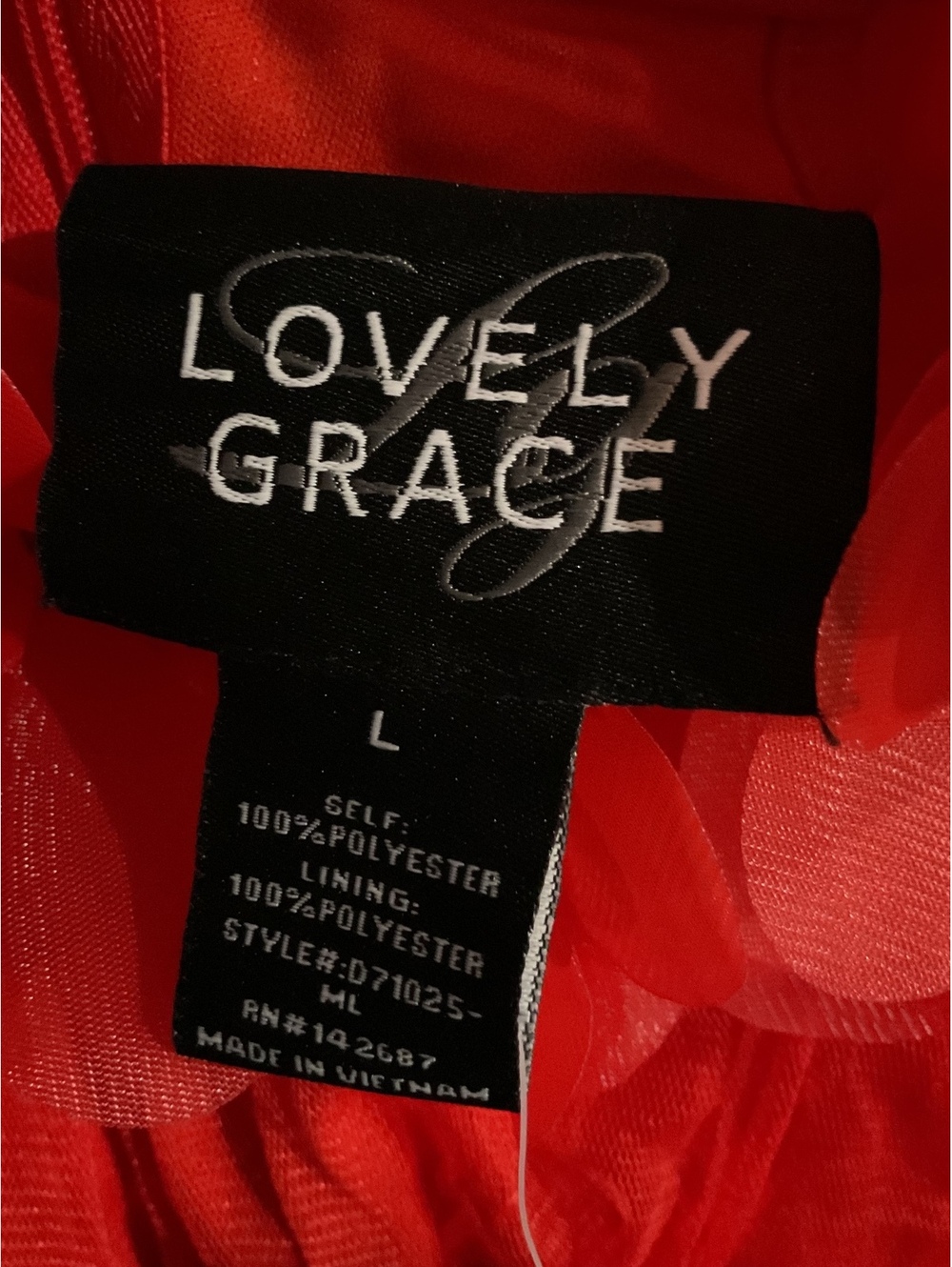 Lovely Grace Red Floral Neck Pleated Tulle Midi Dress NWT Size L - Picture 2 of 7